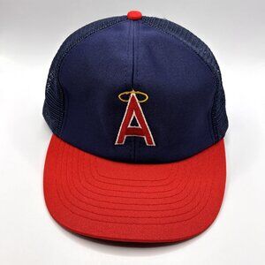 Vtg 90s Anaheim California Angels Logo MLB Snapback Meshback Hat Cap UI Inc.